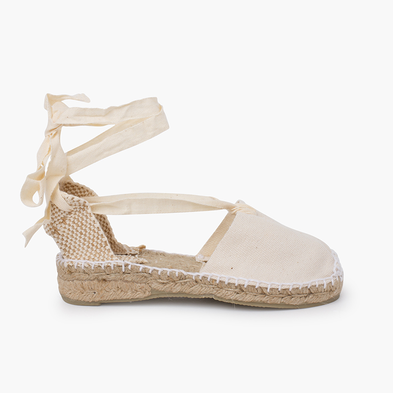 Espadrillas con Lacci per bambine tinta unita Ecru