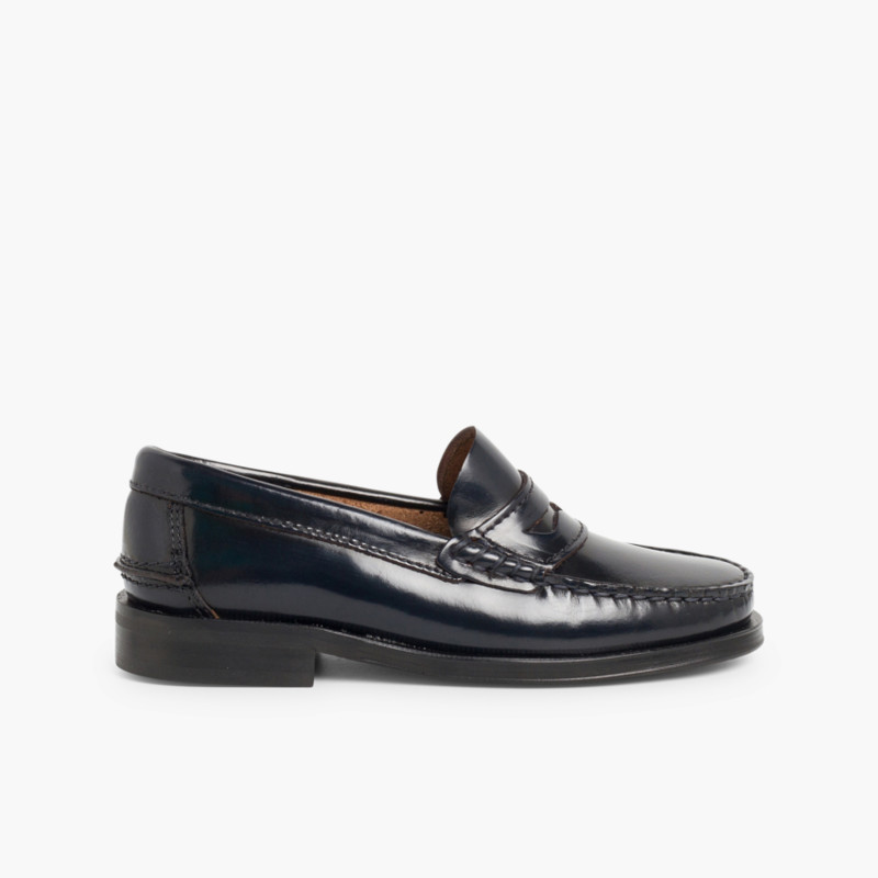 Scarpe College Bambino Mocassino Pelle Blu