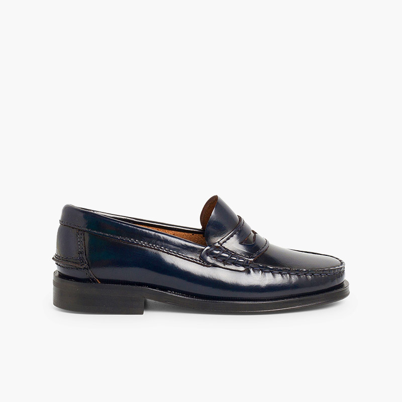 Scarpe College Bambino Mocassino Pelle Blu