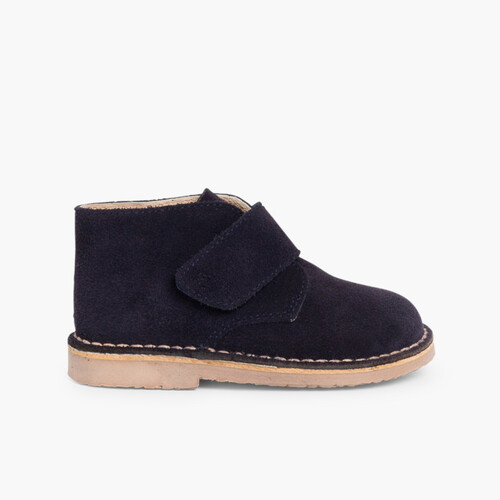 Polacchini Bambini Stivaletti Safari chiusura a strappo Blu