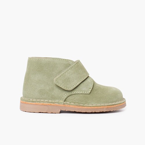 Polacchini Bambini Stivaletti Safari chiusura a strappo Verde pastello