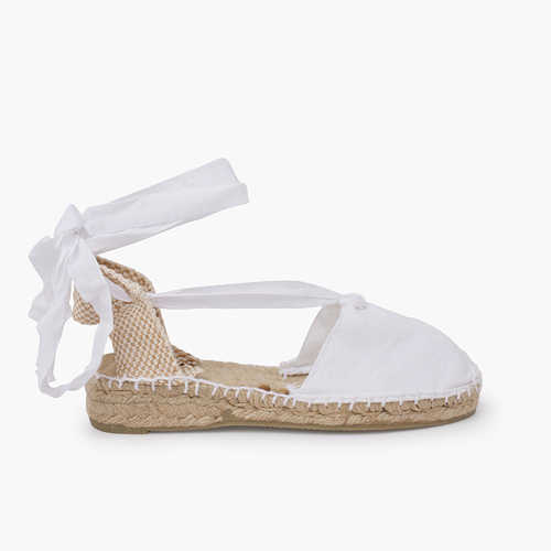 Espadrillas con Lacci per bambine tinta unita Bianco