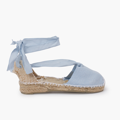 Espadrillas con Lacci per bambine tinta unita Cielo Blu
