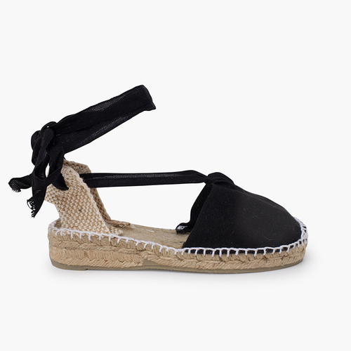Espadrillas con Lacci per bambine tinta unita Nero