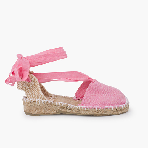 Espadrillas con Lacci per bambine tinta unita Rosa