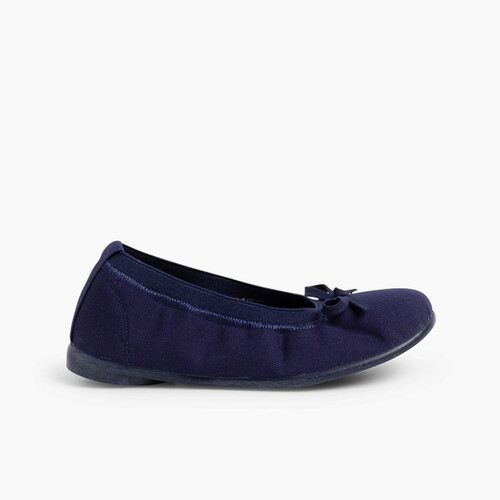 Ballerine Elastico Scarpe Tela Nastro Blu