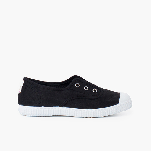 Scarpe Tela Punta Gomma Senza Lacci Nero