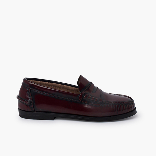 Scarpe College Bambino Mocassino Pelle Bordeaux
