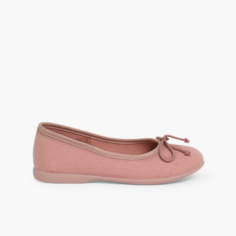 Ballerine Bambina Tela Laccetto  Rosa Pastello