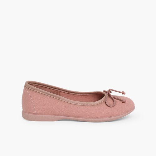 Ballerine Bambina Tela Laccetto  Rosa Pastello