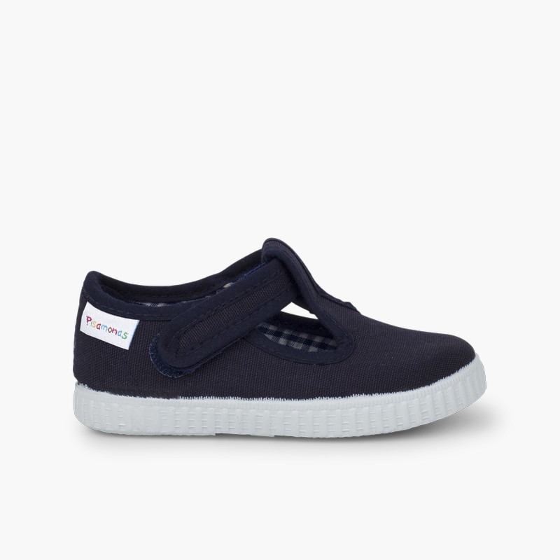 Scarpe Occhio di Bue T-Bar Bambini chiusura a strappo Blu