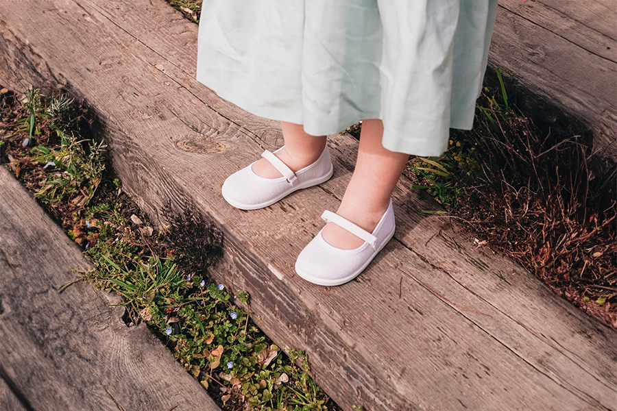 Scarpe Bambina di Lino chiusura a strappo fino