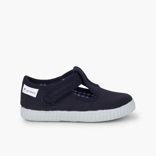 Scarpe Occhio di Bue T-Bar Bambini chiusura a strappo Blu