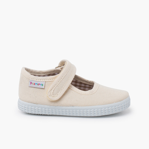 Scarpe Bambina chiusura a strappo Suola Tipo Sneakers Ecru