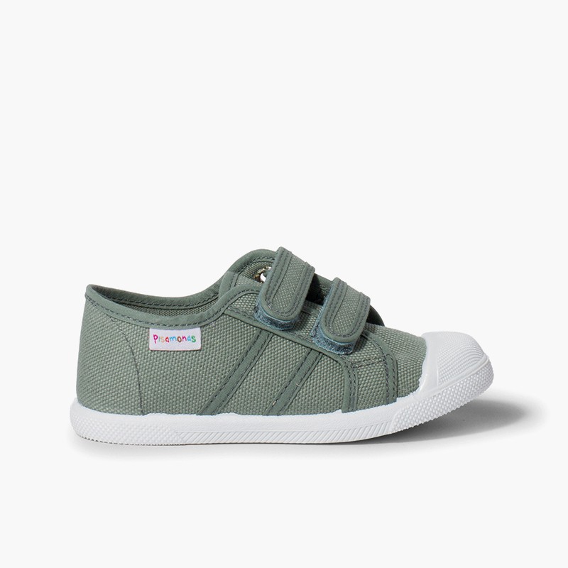 Scarpe Bambini tela chiusura a strappo Verde Felce