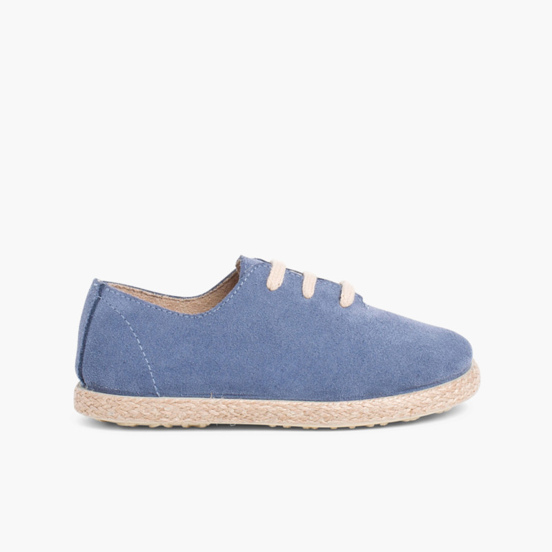 Scarpe lacci scamosciate e iuta bambini Blu reale