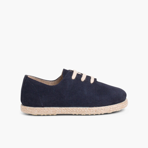 Scarpe lacci scamosciate e iuta bambini Blu