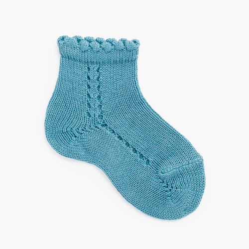 Calzini corti traforati Condor estate Azzurro Pietra