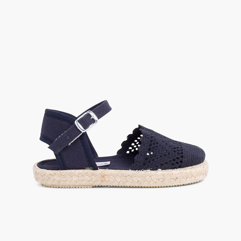Espadrillas ricamate per bambine con fibbia Blu