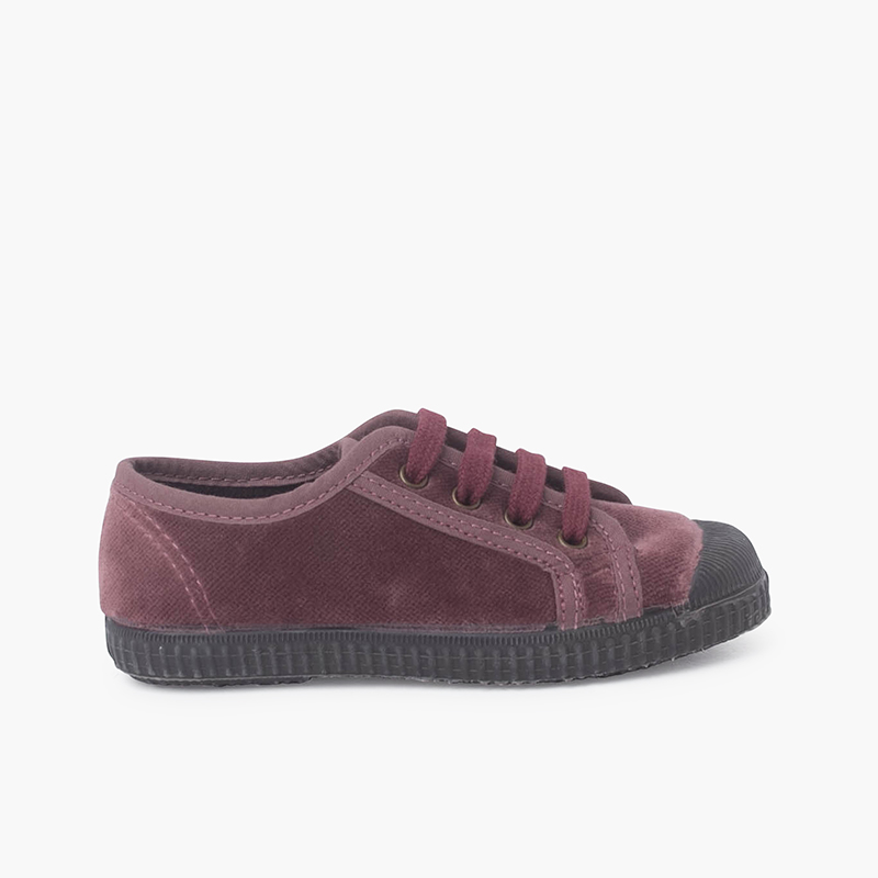 Scarpe velluto con lacci Rosa