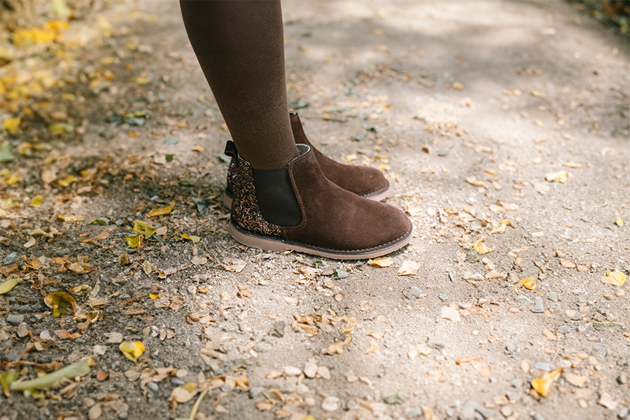 Stivaletti bambina scamosciati con tallone glitter