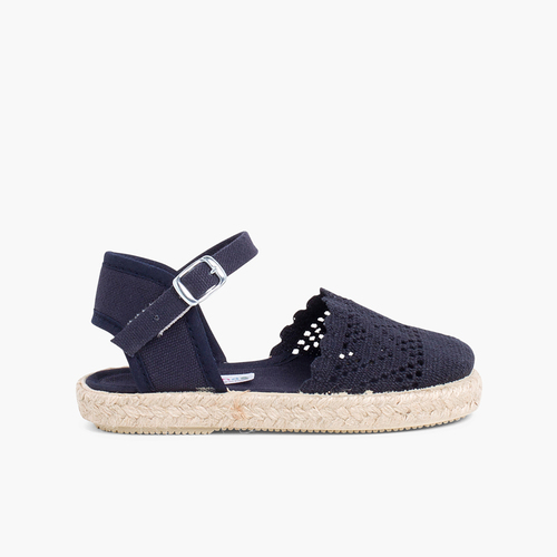 Espadrillas ricamate per bambine con fibbia Blu