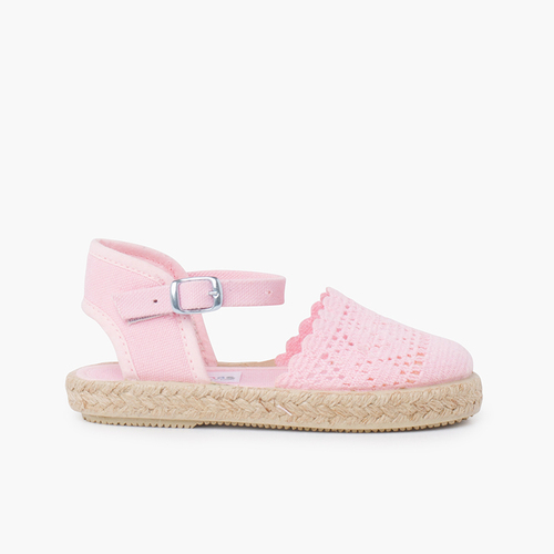 Espadrillas ricamate per bambine con fibbia Rosa