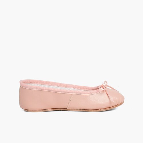 Ballerine bimba e donna in pelle e suola di cuoio Rosa
