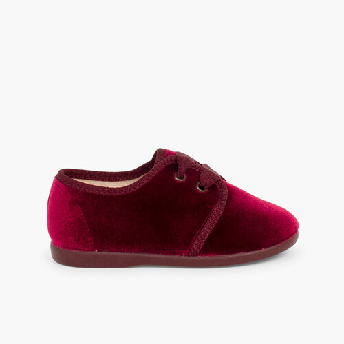 Scarpa di velluto con lacci Bordeaux