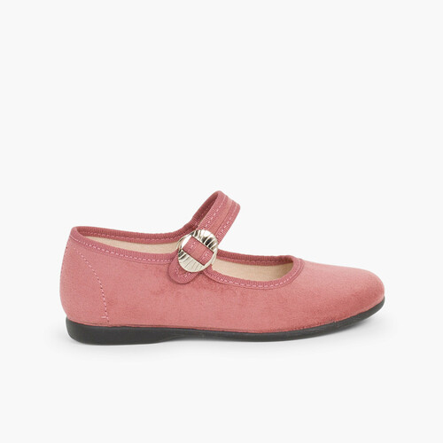 Scarpe con Cinturino in tessuto effetto camoscio  Rosa