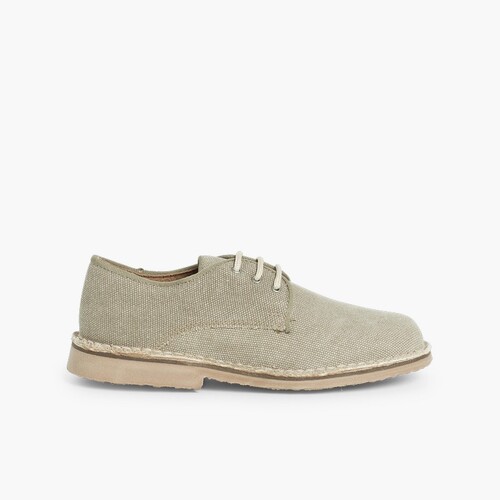 Scarpe Blucher Bambino & Uomo Tessuto Canvas Caffelatte
