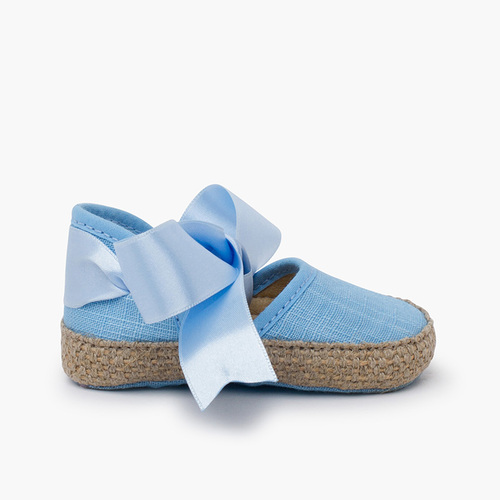 Espadrillas con Laccio di Raso Azzurro