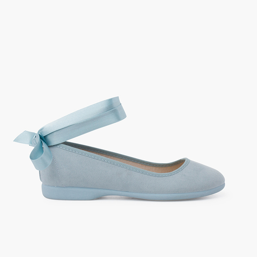 Ballerine Nastri Raso Chiusura Cinturino Azzurro Pastello