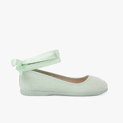 Ballerine Nastri Raso Chiusura Cinturino Verde pastello