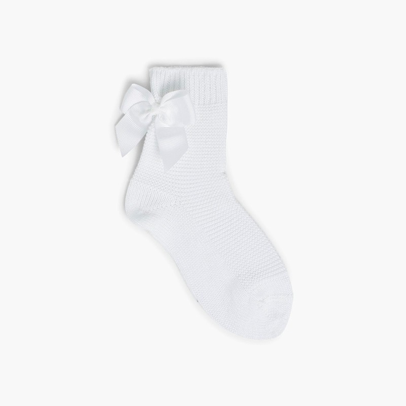 Calzini condor corti punto dritto con fiocco Bianco