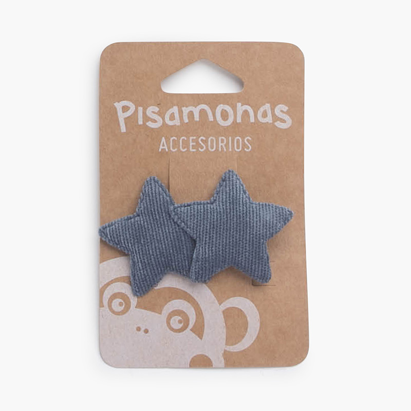 Molletta per capelli doppia stella velluto micro-coste  Blu reale