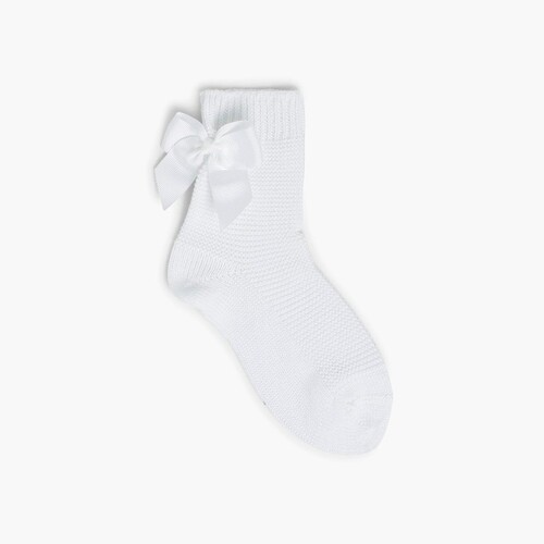 Calzini condor corti punto dritto con fiocco Bianco