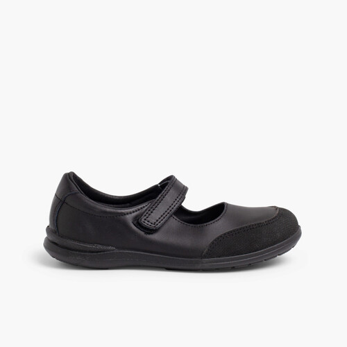 Scarpe Scuola Bambina lavabile con Cinturino Punta Rinforzata  Nero