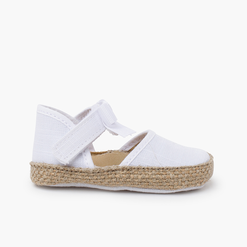 Espadrillas neonata decorate con fiocco e farfalla Bianco