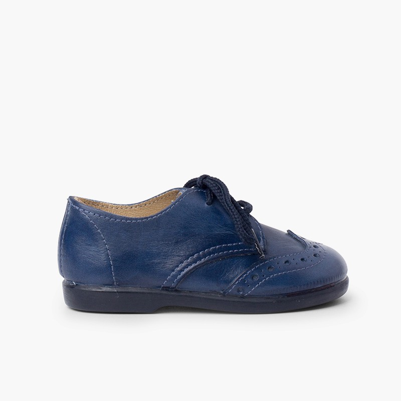 Scarpe Blucher impuntura cuoio bambino Blu