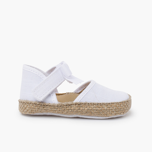 Espadrillas neonata decorate con fiocco e farfalla Bianco