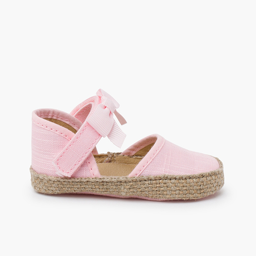Espadrillas neonata decorate con fiocco e farfalla Rosa