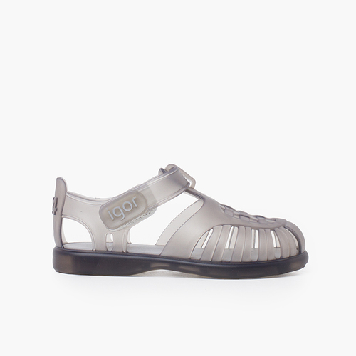 Sandali ragnetti basici con chiusura a strappo tobby Grigio