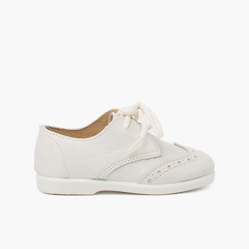 Scarpe Blucher impuntura cuoio bambino Beige