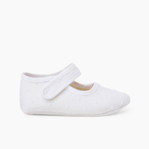 Scarpine con Cinturino Plumeti Neonata Bianco