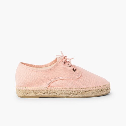 Scarpe Blucher lino suola espadrilla Salmone