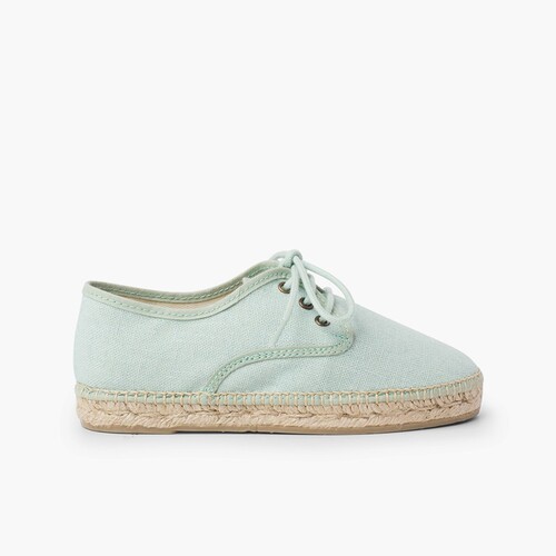 Scarpe Blucher lino suola espadrilla Acquamarina