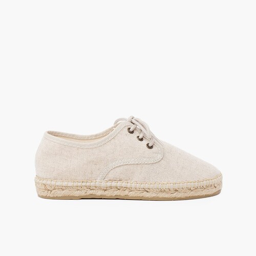 Scarpe Blucher lino suola espadrilla Ecru