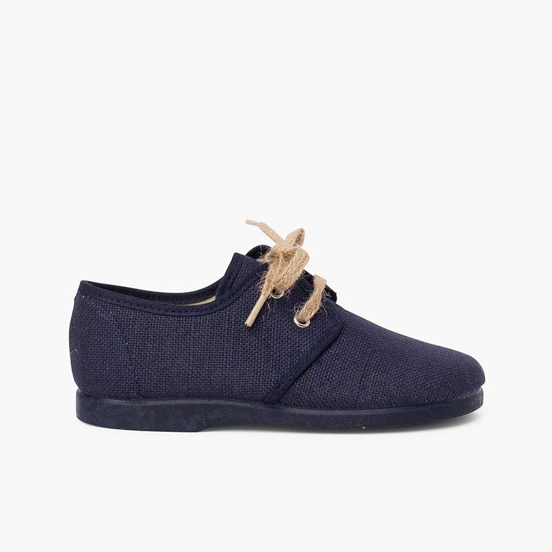 Scarpe Blucher tela chiusura lacci rustici Blu