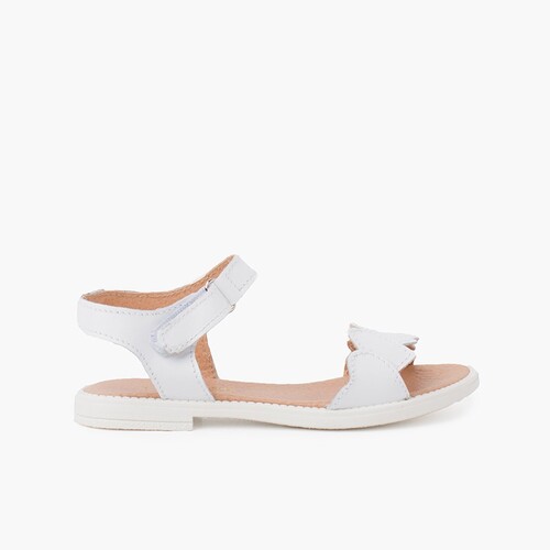 Sandali in pelle con cinturino a cuore Bianco